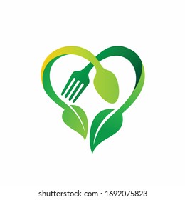 Natural food logo, love vector logo