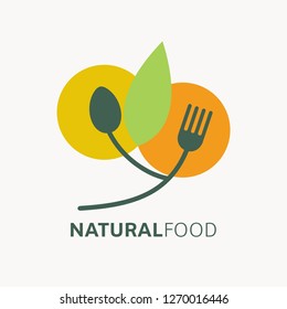 Natural food logo template. Organic,  Vegan, vegetarian icon