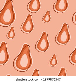 Natural food seamless pattern with random avocado ornament. Pink background. Tasty food print. Designed for fabric design, textile print, wrapping, cover. Vector illustration.