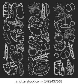 natural food - vector background with icons in sketch style. doodles elements