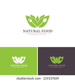 Iconos vectores de comida natural, logotipos, signos, plantilla de símbolo 