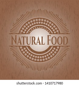 Natural Food wood emblem. Vector Illustration.