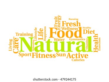 Natural food word cloud. Healthcare concept.