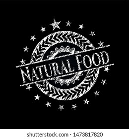 Natural Food written on a blackboard. Vector Illustration. Detailed.