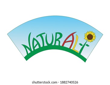 
Natural foods represented by an imagotype with sunflower, the earth and the sky