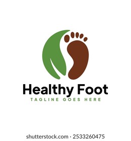 Natural foot care logo, foot template logo with leaves
