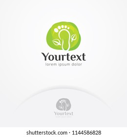 Natural foot treatment logo design, Foot and leaves vector illustration for symbol of Treatment, Beauty and spa. Vector logo template
