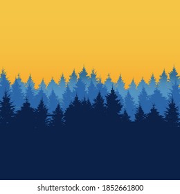 Natural Forest Background. Tree Silhouette. Vector Illustration. EPS10