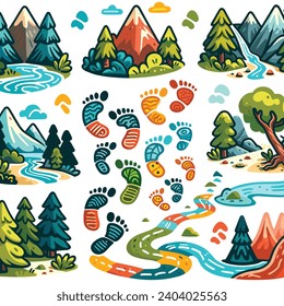  natural forest illustration, mountain. vector illustration