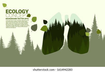 Natural forest inside silhouette lung. background for take care and save the environment.