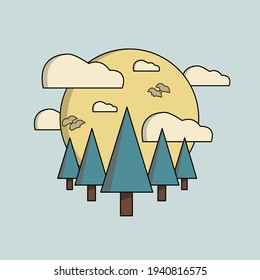 Natural forest landscapes for infographic or icon, flat design vector illustration.