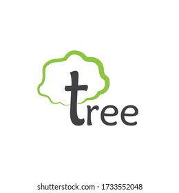 Natural forest trees vector, organic tree illustration, forest sign
