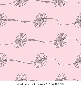 Formas naturales, manchas lineales. Patrón vectorial sin problemas. Negro y rosa.