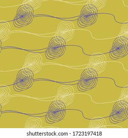 Natural forms, linear stains. Seamless vector pattern. Green and blue colors.