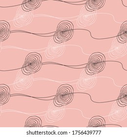 Formas naturales, manchas lineales. Patrón vectorial sin cable. Negro, blanco y rosa.