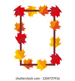 natural frame leaves foliage on white background