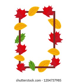 natural frame leaves foliage on white background