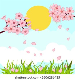 natural frame vector of cherry blossoms