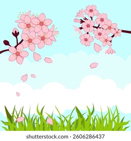 natural frame vector of cherry blossoms