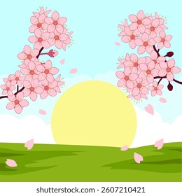 natural frame vector of cherry blossoms