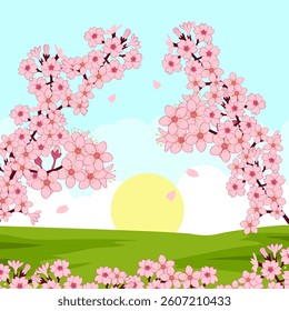 natural frame vector of cherry blossoms