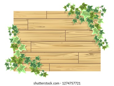 Natural frame of wooden board and ivy 01