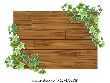 Natural frame of wooden board and ivy 05