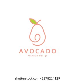 Natural Fresh Avocado Fruit Logo Icon. Vector Illustration of Half Avocado Fruit with Leaves.