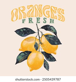 Natural Fresh las mejores naranjas es fruta, moda de alimentos, diseño de impresión de camiseta de fruta, diseño de impresión de verano, zumo de naranja vintage retro impresión de verano, camiseta sudor de los hombres, las mujeres de los niños, niños