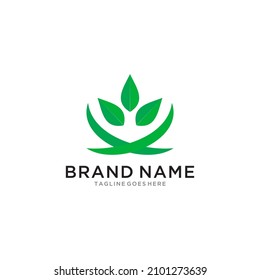 Natural fresh green leaf logo design.