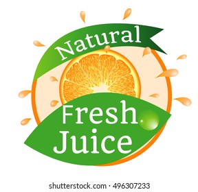 Natural Fresh Juice, Sticker, Orange, Spray, Fresh, Organic