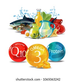 Natural fresh organic food containing a large number of trace elements - omega-3, coenzyme and proteins. Fundamentals of healthy eating. 