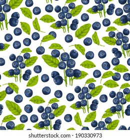 Natural fresh organic forest blueberry seamless pattern vector illustration