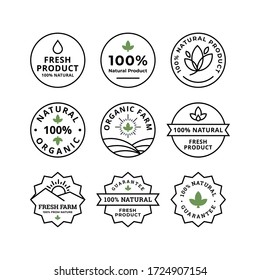 NATURAL OR FRESH PRODUCT BADGE VECTOR SET