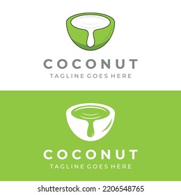 Natural fresh young coconut creative logo. Logo for coconut beverage products.Companies and Business.