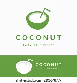 Natural fresh young coconut creative logo. Logo for coconut beverage products.Companies and Business.