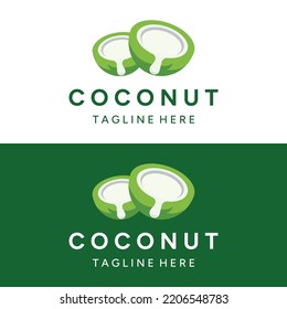 Logo creativo de coco fresco y natural. Logotipo para productos de bebidas de coco.Empresas y empresas.