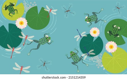 Natural frog   lily pond 