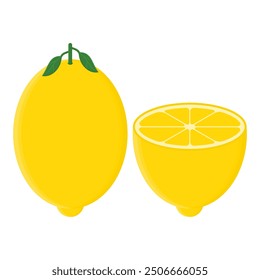 Natural Fruit Fresh Lemon Vector. Gelbe Zitrone ​in ​. Reife Zitrone.