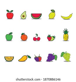 frutos naturales en conjunto vectorial