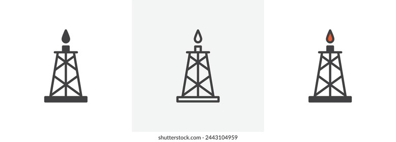 Iconos de la plataforma y extracción de gas natural. Símbolos para la perforación de gas de esquisto y la producción de energía.