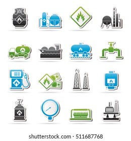 Natural gas fuel and energy industry icons  - vector icon set