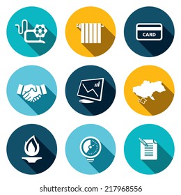 Natural gas industry flat icon set