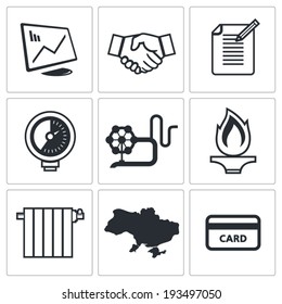 Natural gas industry icon set