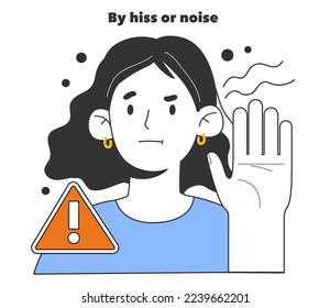 Natural gas leakage detection by hiss or noise. Pipeline defect tracking. Fossil fuel and eco-friendly energy. Flat vector illustration