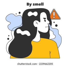 Natural gas leakage detection by smell. Pipeline defect tracking. Fossil fuel and eco-friendly energy. Flat vector illustration