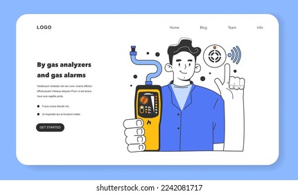 Natural gas leakage detection web banner or landing page. Pipeline defect tracking. Fossil fuel and eco-friendly energy. Flat vector illustration