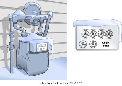 Natural Gas Meter In The Snow