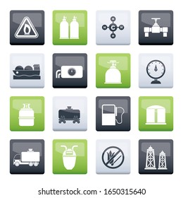 Natural gas objects and icons over color background - vector icon set