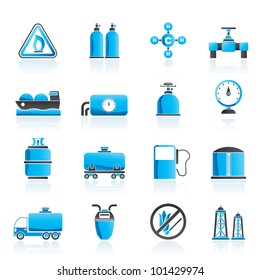 Natural Gas Objects And Icons - Vector Icon Set